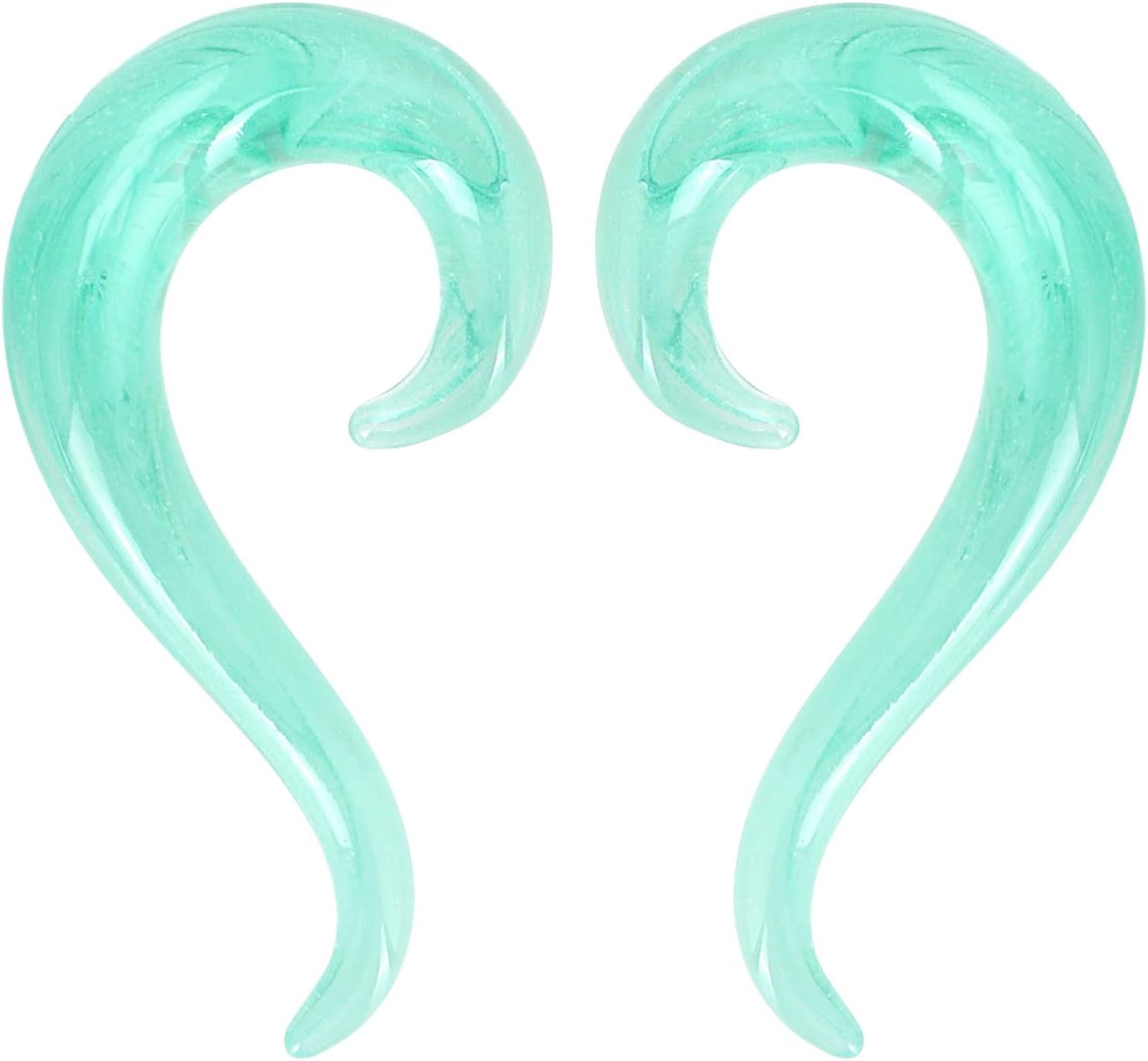 Longbeauty 2pcs Glass Ear Tapers Plugs Handmade Hanger Ear Gauges Spiral Snail Ear Stretchers Piercing Jewelry 8g-00g