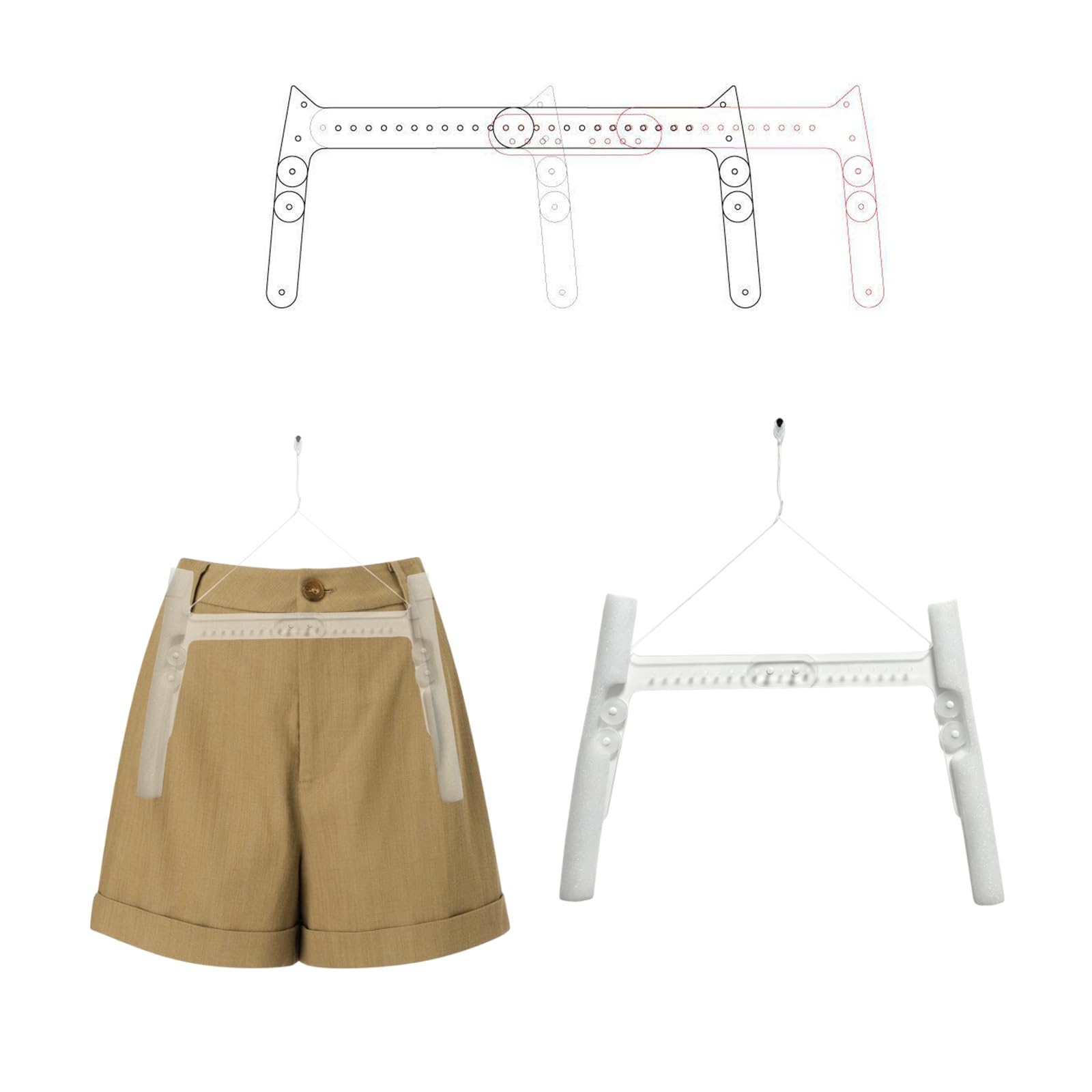 Labasuan Trousers 2 In 1 Invisible Hanger, Adjustable Mannequin Top & Pants Display Hanger