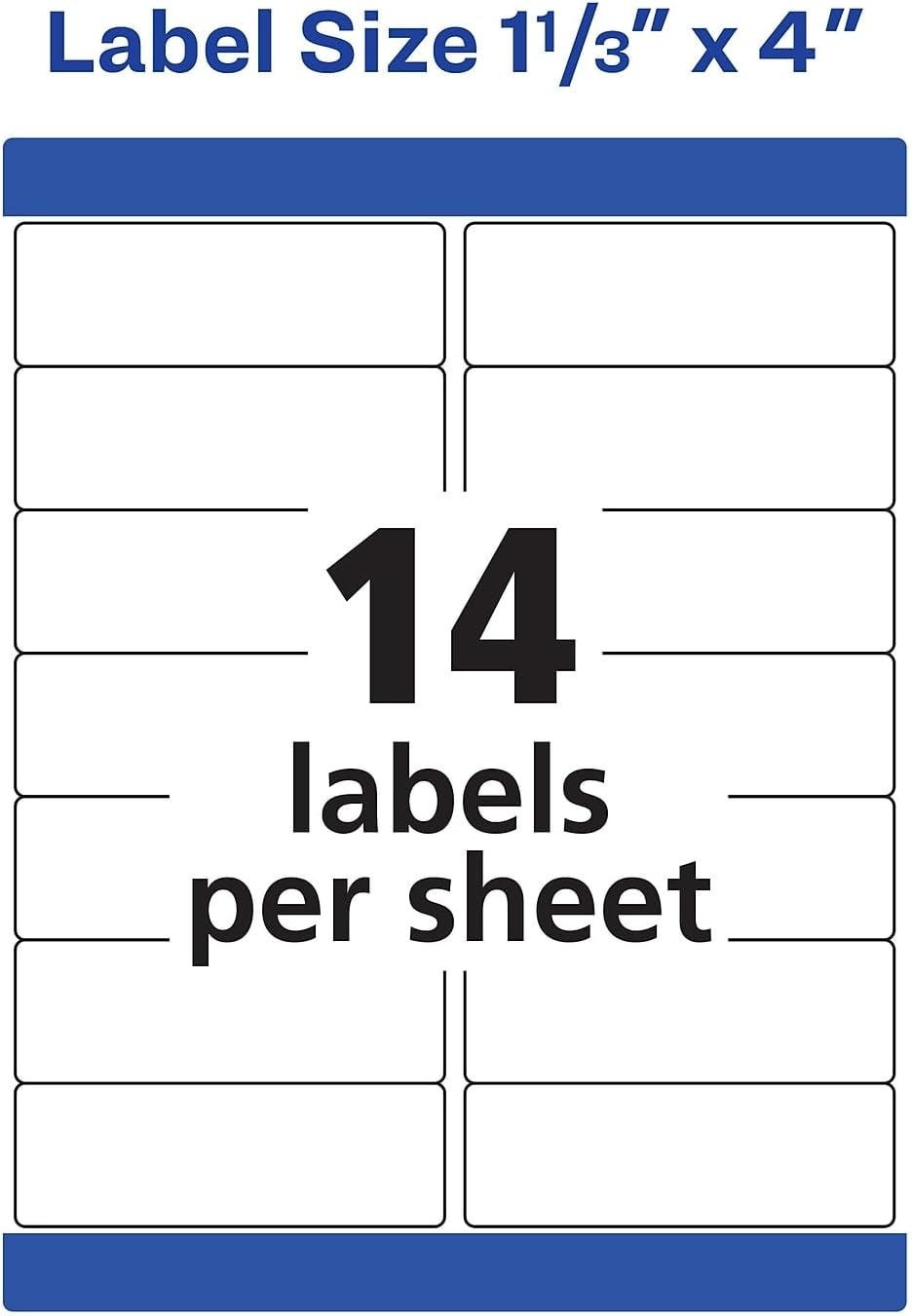 Waterproof Address Labels with TrueBlock and Sure Feed, Laser Printers, 1.33 x 4, White, 14/Sheet, 50 Sheets/Pack