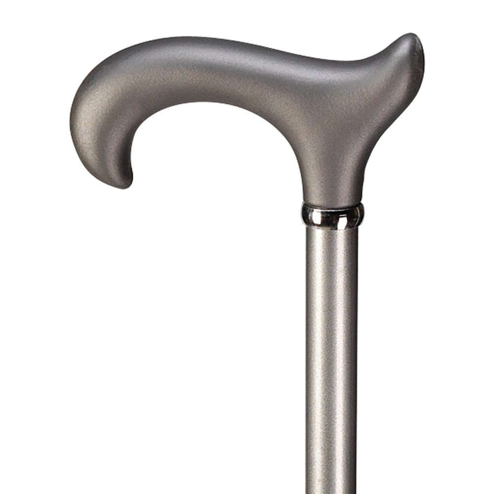 Ossenberg Walking Stick - Soft Touch Derby Grip - Height Adjustable (Metallic Grey-Grey)