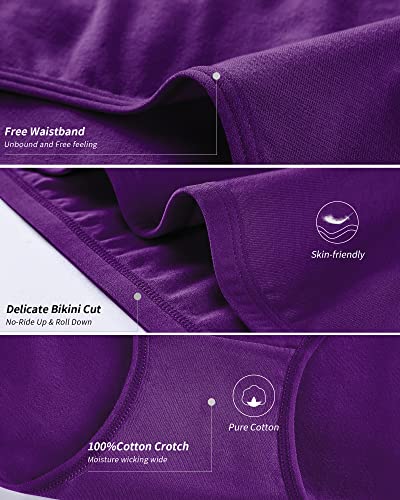 Image of Eiggam Women's Cotton Bikini Panties,High-Cut Full Coverage Stretch Cool Underwear for Women