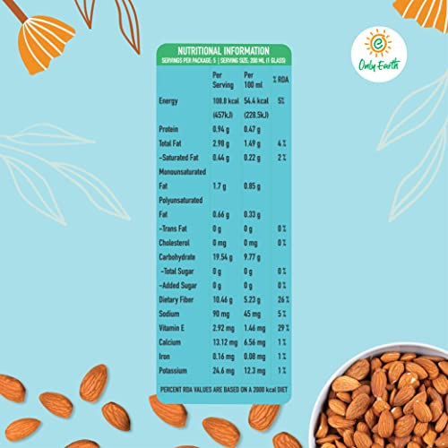 Image of Only Earth Almond Milk | Unsweetened Drink | Lactose-Free | Preservatives Free | No Added Sugar | Made with Natural Almond Paste | Source of Fibre | Rich in Vitamin E | Rich Texture of Roasted Almond | Dairy Alternative | No Trans-Fat | Soya Free | Plant-Based Alternative | Imported (1 l(Pack of 3))