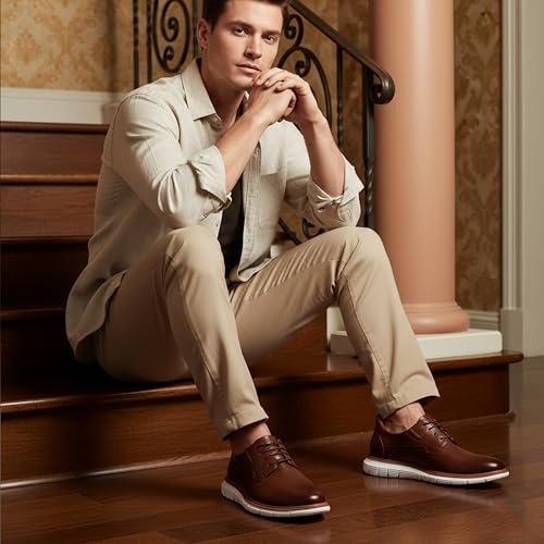 Image of Marc Joseph New York Men's Cloud Street Oxford(Hands Free Technology) Cognac 7 Wide