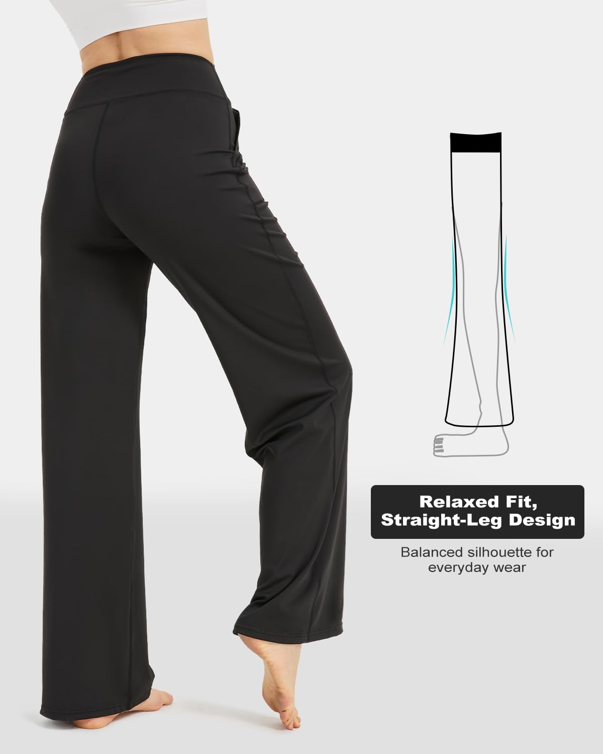 Zylioo Gamba lunga larga, leggings da yoga, da donna, opachi, per il fitness, lunghi, extra lunghi