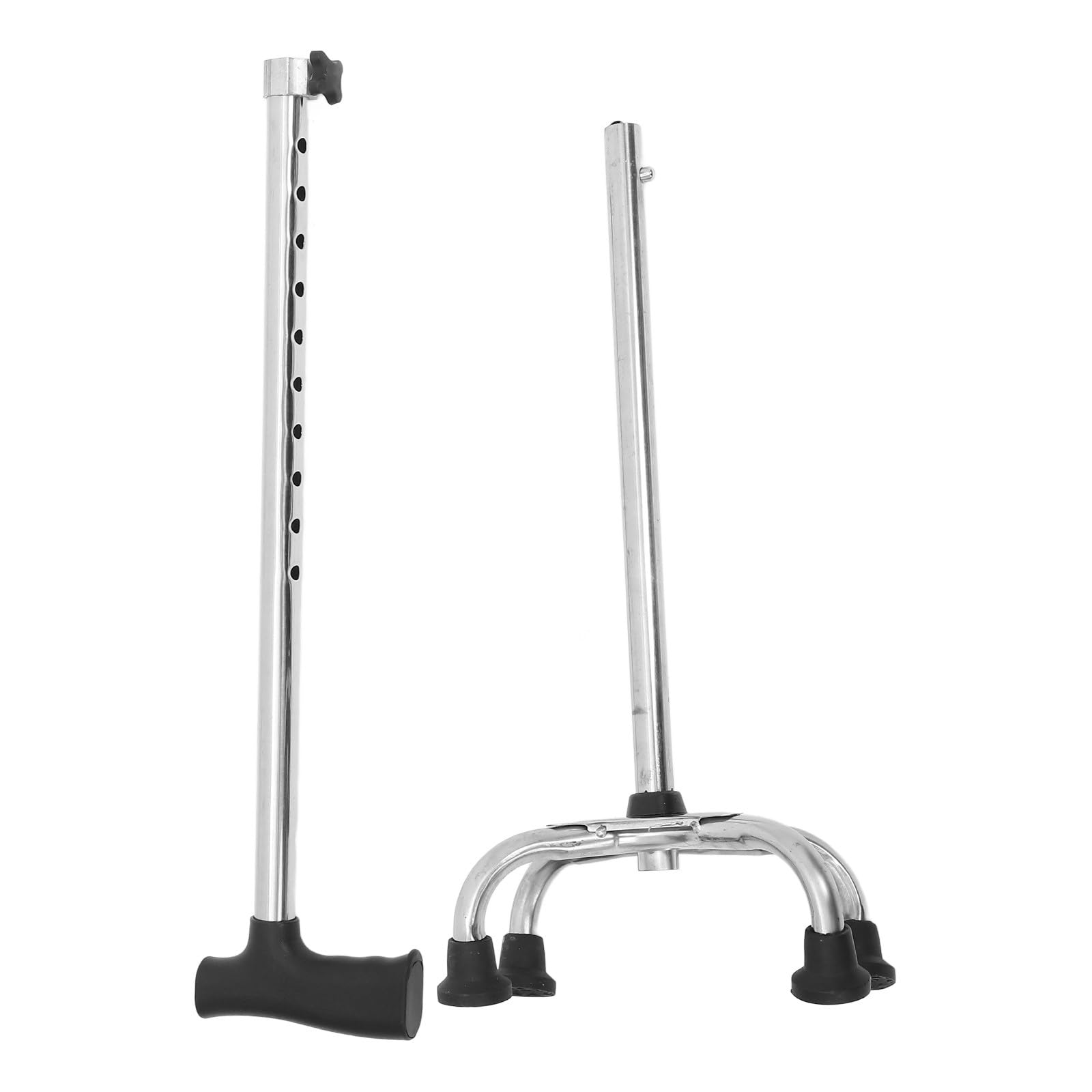 Bastone da Passeggio Regolabile in Acciaio Inox con Base Piatta a 4 Punte Antiscivolo, Canna la Stabilità per Anziani e Persone con Mobilità Ridotta, Ausilio Versatile per Uso