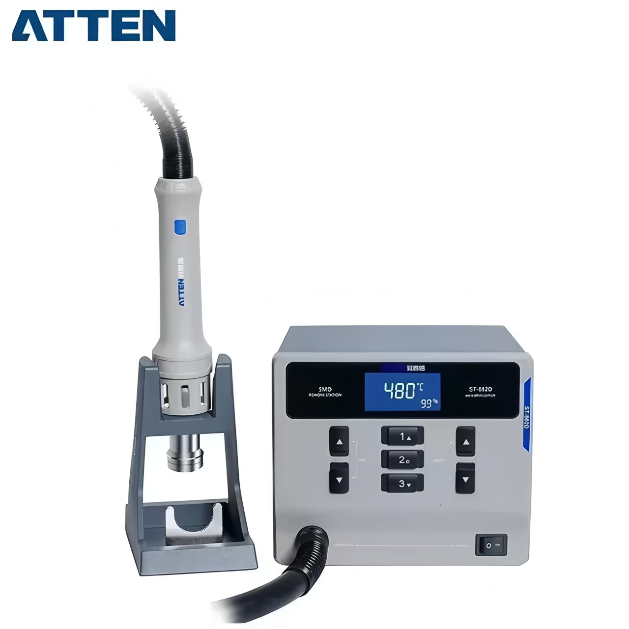 ATTEN St-862D 1000W Heißluftpistole mit Digitalanzeige BGA-Reparaturstation mit automatischem Schlafmodus zur Reparatur und Entlötlösung(ST-862D B)