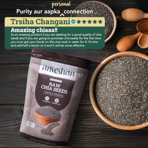 Image of Anveshan Empowering farmers with technology Anveshan Organic Chia Seed | Unroasted | USDA Certified | Weight Loss management | Rich in Omega-3 fatty acids | 300gms Pouch