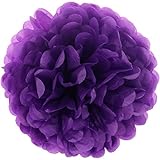 Lightingsky 10pcs DIY Decorative Tissue Paper Pom-poms Flowers Ball Perfect for Party Wedding Home Outdoor Decoration (10-inch Diameter, Dark Purple)