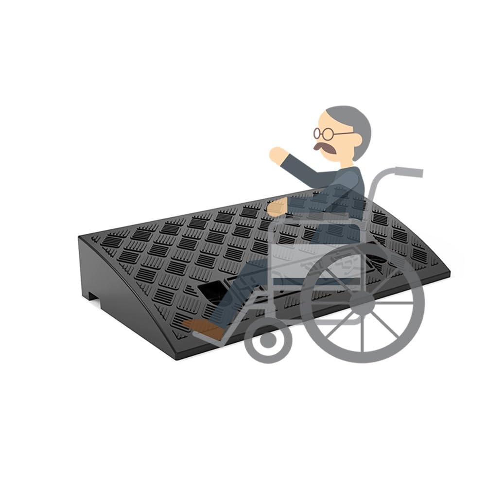 Generico Rampa di Soglia Rampa in Gomma Antiscivolo per Gradini D'ingresso della Porta, Rampa per Cordolo Carrabile Portatile con Superficie Antiscivolo(Black,50 * 27 * 10cm)