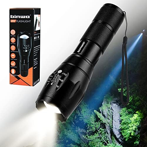 BINWO Flashlights Super Bright, Small Flashlights Powerful, LED Flashlight, Emergency Flashlights with 5 Modes, Waterproof Flashlights, Flashlights for Emergencies, Outdoor Flashlights