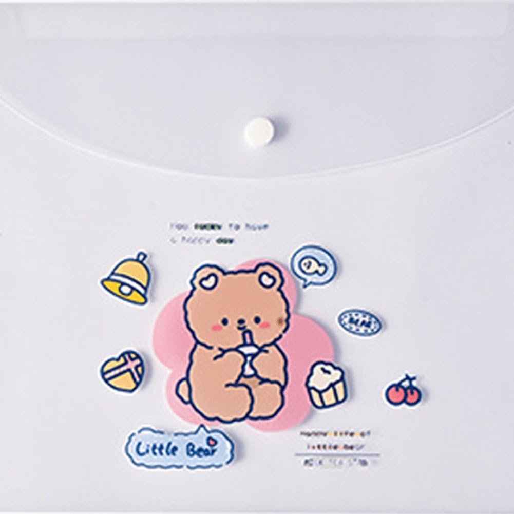 12 Uds A4 Carteras De Plástico para Documentos Sobres Lindos Dibujos Animados Popper Carteras Carpetas Transparentes Archivos De Documentos Carteras