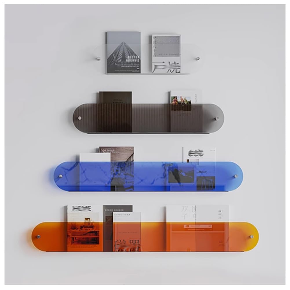 akrylowa półka ścienna na książki, Akrylowy, pływający organizer na książki, montowany ścianie, Multi-Room, 80-120cm(Grey,80cm/31.5in)