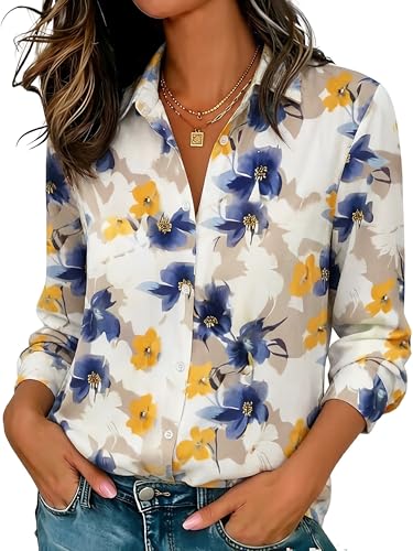 Image of Soft Wrinkle-Free Button Down Stretch Shirts for Women, Breathable Moisture-Wicking Casual Work Dress Tops