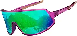 Óculos de sol esportivos polarizados para homens e mulheres, ideais para dirigir, pescar, ciclismo, caminhadas, óculos de sol com proteção UV400, Roxo/verde