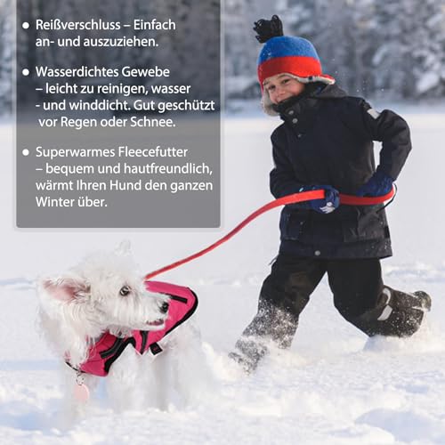 Savlot Hundemantel mit Geschirr wasserdichte Hundejacke, Gepolsterte Hundeweste Reflektierende Hundekleidung mit Reißverschluss