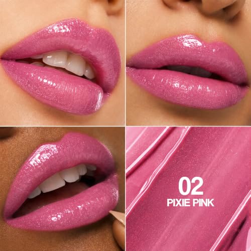 Image of Maliao Time To Shine Lip Gloss (Pinxie Pink, 6.5ml) | High Shine Lip Gloss with Intense Colour & Luxe Shimmer | Highly Pigmented, Smooth-Gliding Glossy Lip Makeup | Non-Sticky, Lightweight & Infused with Vitamin E