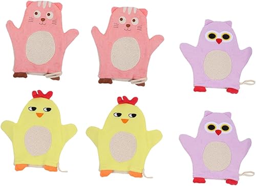 Miniatura 1 de 6Pcs Bath Mitts Washcloths Soft Body Cleaning Gloves with Cartoon Patterns for Gentle Scrubbers for Bath Enjoyment and Delicate Skin Care