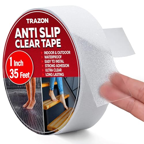 Grip Tape - Heavy Duty Anti Slip Tape Clear Outdoor/Indoor 1In*35Ft, Non Slip Roll/Stickers Easy to...