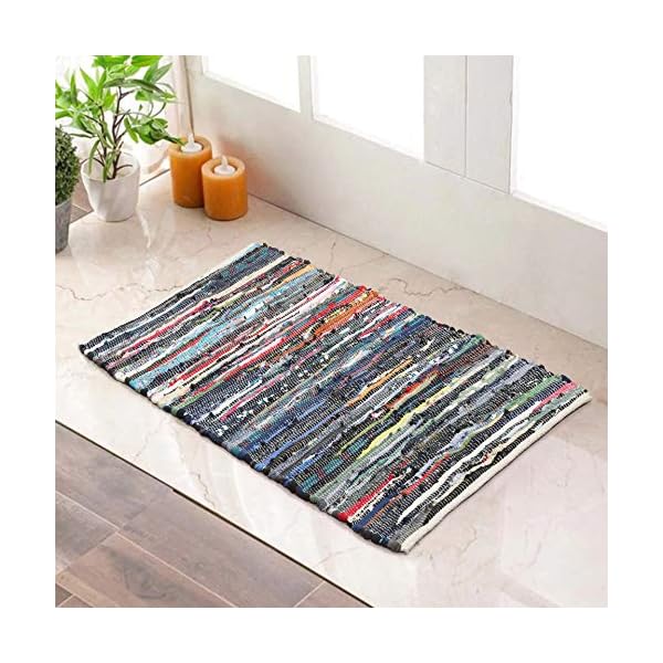 EliteHomeCollection 100-Percent Recycled Handmade Multicoloured Cotton Chindi Floor Rug, Multi-Colour