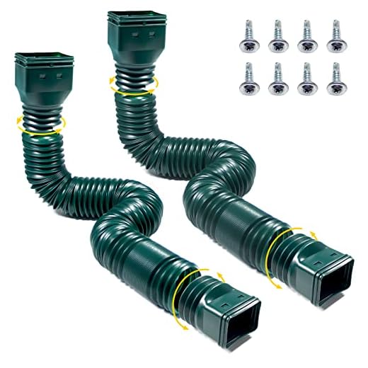 YUEARN Gutter Downspout Extensions, Rainwater Drainage Pipe Connector, Down Spout Extender, Gutter Connector Rainwater Drainage Downspout Flexible Rain Drain Extender from 21 to 58 Inches, 2 Pack