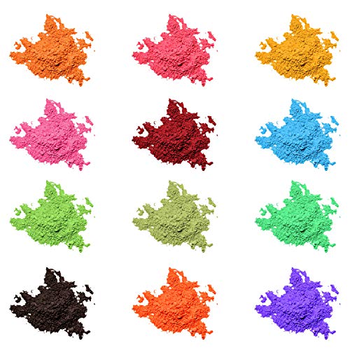 Mica Powder Pigment 12 Color,Non-Toxic Safe Natural Epoxy Resin Dye Pigment Powder for DIY Slime Coloring and Soap Dye Making Supplies,Bath Bomb Colorant,Paint,Makeup Dye,Nail Art,Eye Shadow, Craft