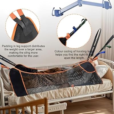 MDSTOP Universal Full Body Patient Lift Sling, Transfer Sling for Elderly & Disabled with Padded, Patient Aid Lift Medical Sling for Shower Bath, Transfer, Positioning and Lifting (Black)