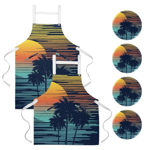 Tablier de bistrot et bar anti-taches avec ses 4 broches de fixation