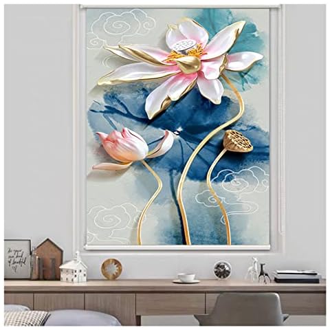 ZXXL Waterproof Roller Blinds for Bathroom Window, Patterned Blackout Roller Shades with Fitting, 70cm/90cm/110cm/130cm/150cm Wide (Color : WXH, Size : 110x140cm) Cover