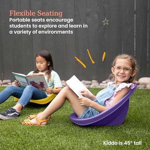 Image of ECR4Kids Plastic Leaf Scoop Floor Rocker Seat, Classroom Furniture, Primary, 6-Piece