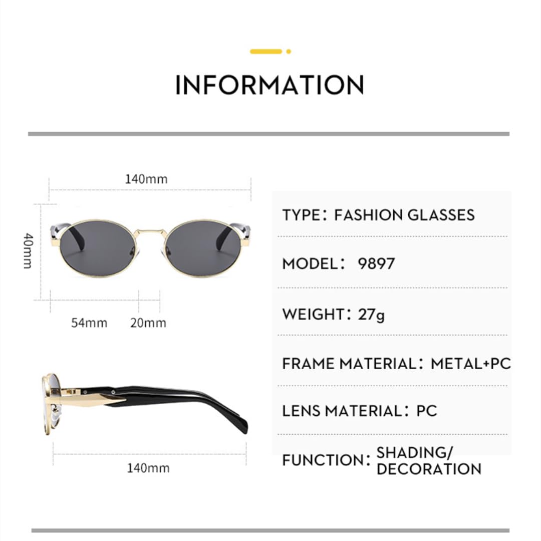 Gafas de sol ovaladas estilo punk retro para mujer y hombre, para conducir al aire libre, con protección UV400