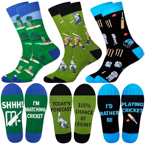 Belloxis Cricket Gifts for Men Cricket Socks for Boyss Birthday Gifts Men Socks 9-11
