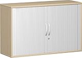 1200x425x768 Geramöbel Querrollladenschrank 1 Dekor-Einlegeboden, abschließbar, 1200x425x768, Silber/Ahorn