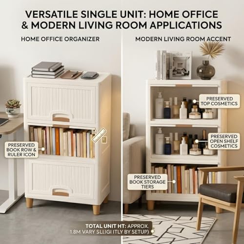 Image of URBAN LUXY Foldable Plastic Rack for Storage /Kitchen Cupboard /Sturdy Wardrobe for Clothes /Multipurpose Storage Organizer /Closet for Bedroom /Living Room /Laundry (Big Cupboard Rack -Transparent, 1PCS)