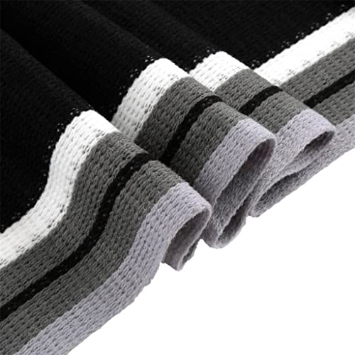Llly Fashion Men Classic Cashmere Scarf Winter Warm Soft Fringe Striped Tassel Shawl Wrap Striped Scarf Men Scarves (Color : Black, Size : One Size) #TOP3