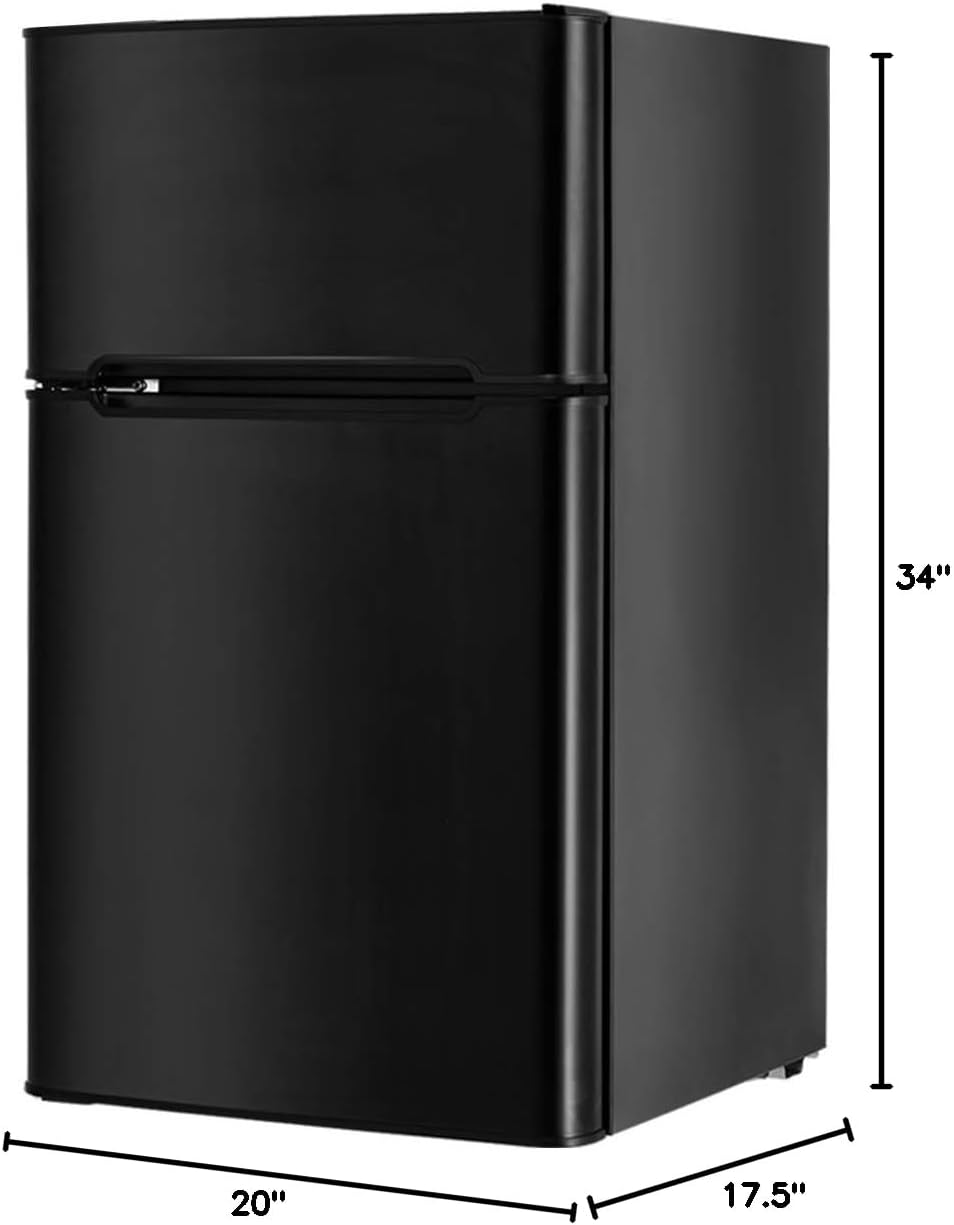 Safeplus Compact Refrigerator, 3.2 cu ft. Unit Cold-rolled Sheet Mini Refrigerator with freezer, Dorm fridge with Adjustable Removable Shelves