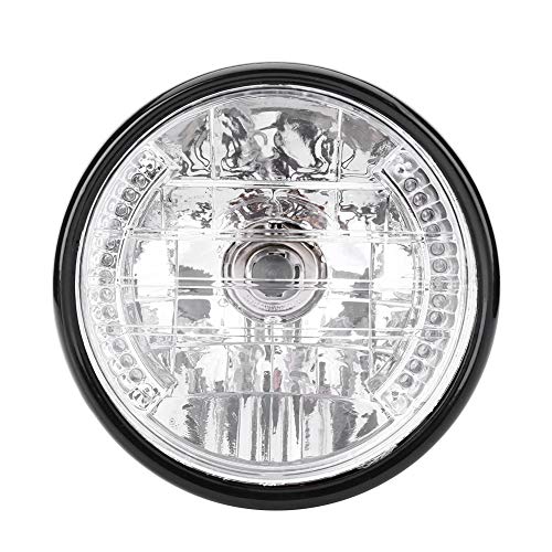 Estink Motorcycle Headlight, 7 inch Universal LED Motorcycle Headlights H4 Round Headlights 12V Universal Motorbike Headlight 35W Turn Light Bulb with Bracket