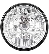 Estink Motorcycle Headlight, 7” Universal LED Motorcycle Headlights H4 Round Headlights 12V Unive...