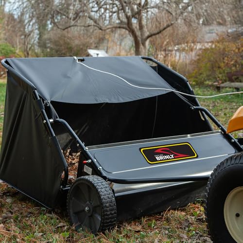Brinly 42\" Tow-Behind Lawn Sweeper in Hammered Finish with High-Velocity Brushes