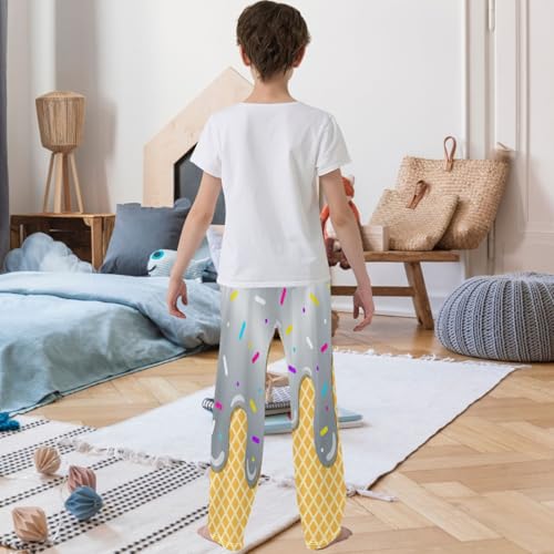 Boy's Pants Gray Ice Cream Jogger Pants Elastic Waist Long Bottoms Trousers with Pockets 6-14 Years3