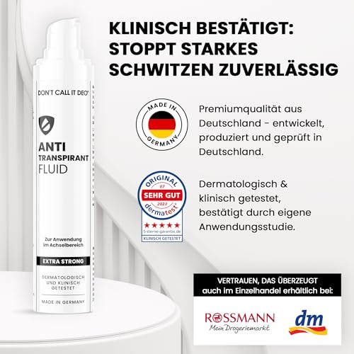 DON'T CALL IT DEO Antitranspirant Fluid 50ml gegen starkes Schwitzen & Geruch – 5-Tage-Schutz – extra starke Deo-Alternative für Damen & Herren – 1er Pack