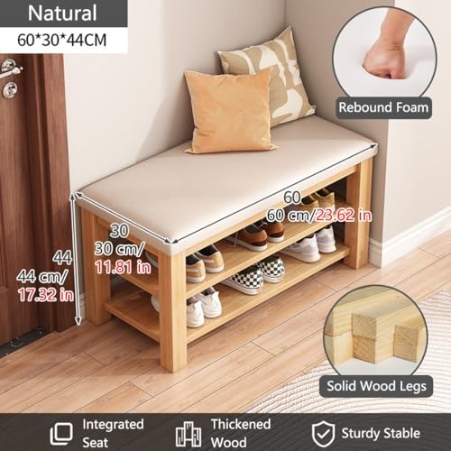 Banc à chaussures en bois de qualité supérieure finition naturelle