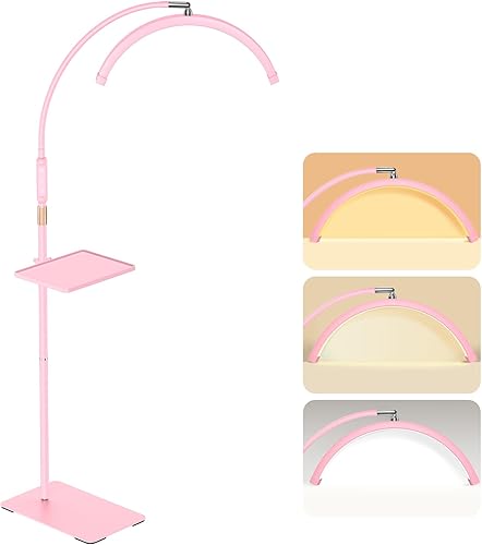 Luz de pestañas para tecnología de pestañas con bandeja, luz de media luna para pestañas y esteticistas, lámpara de pestañas LED para extensiones de