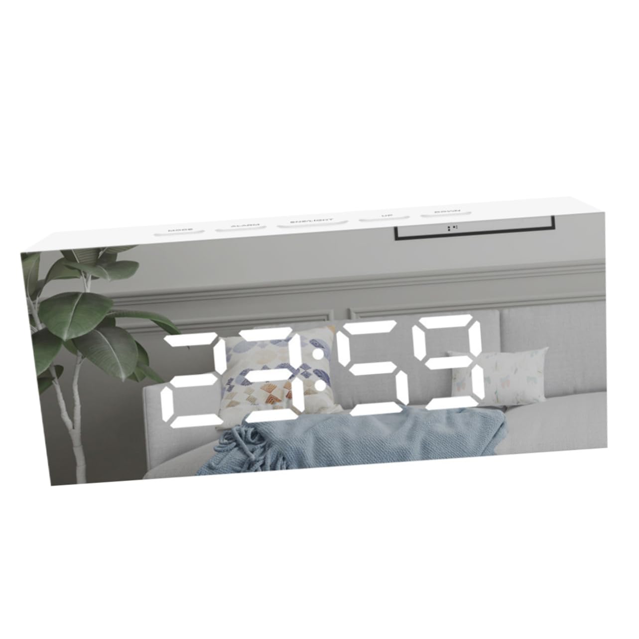RORPOIR 1 Set Mirror Alarm Clock Large Calendar Bedside Alarm Clock Digital Alarm Clock Bed Room Large Digital Clock Mirror Clock Dual Alarms Compact Clock White Brightness Student LED Abs