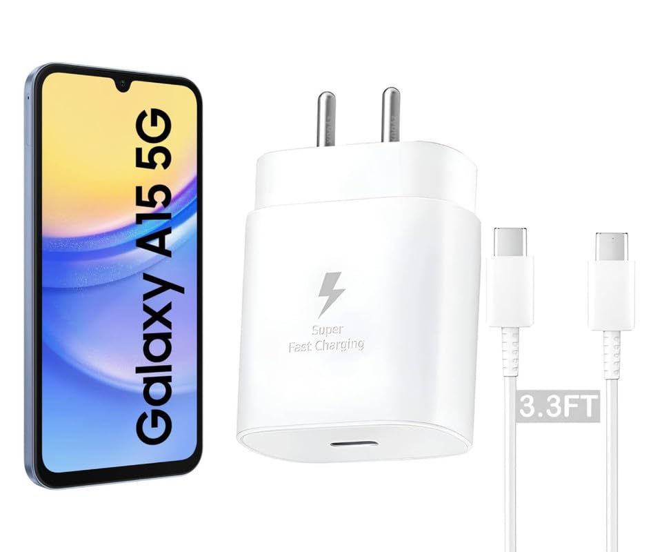 Image of Samsung 25W Type C Charger for Galaxy A15 5G | USB C to C Port Super Fast Charging Adapter for Galaxy Tab S9 Ultra /S9 Fe /S9 plus /S9 /A9 /A9 Plus /S8, 25 w Quick Mobile Phone Adaptor USB-C Device, White