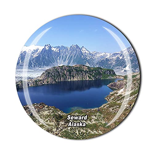 Wedare Magnet Souvenir Seward Alaska USA 3D Fridge Magnet Souvenir Crystal Glass Magnet Travel Souvenir Collection Gift Home Kitchen Decoration 50 x 50 (2 x 2 Inch)