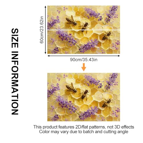 Image of Bee Honeycomb Lavender Backsplash Peel and Stick, 35.4x23.6 in