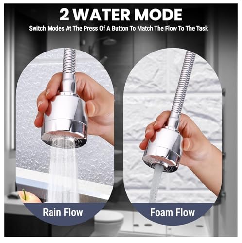 Image of CLINTON Flexible Tap Extender for Kitchen Sink - 360 Rotating Faucet Attachment, Splash-Proof, Water-Saving, Easy Installation (Dual Mode Flow)