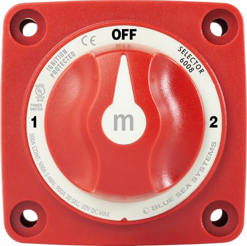 Image of Blue Sea Systems 3‑Position Mini Battery Switch, Red, 6008 m‑Series