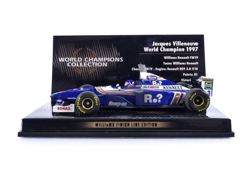 Minichamps 436976603 1:43 Williams Renault FW19-Jacques Villeneuve-Mistrz Świata 1997 - Brudna wersja kolekcjonerska miniaturowy samochód, wielokolorowy