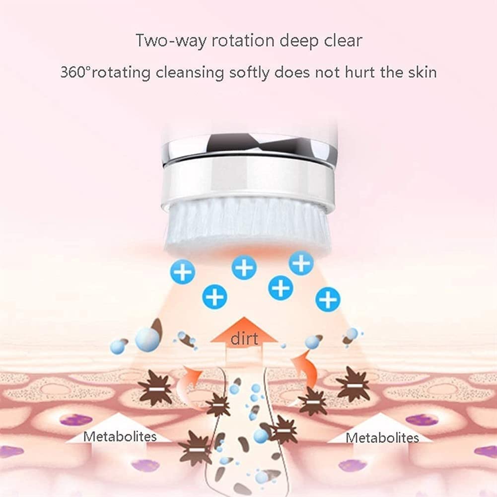 Cornehild Cepillo de limpieza facial, juego de cepillos for la cara giratoria impermeable, cabezales de 4 cepillos, exfoliante suave, limpieza profunda, masaje y eliminación de cabezales negros for mu